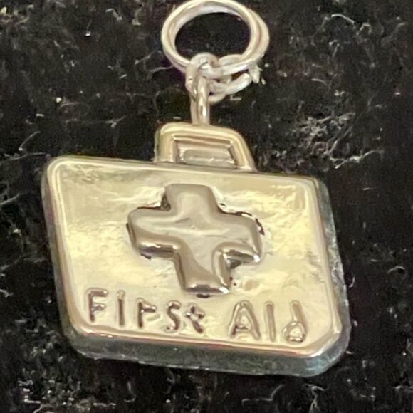 1” gold tone “First Aid” charm/pendant with jump loop - Picture 3 of 5